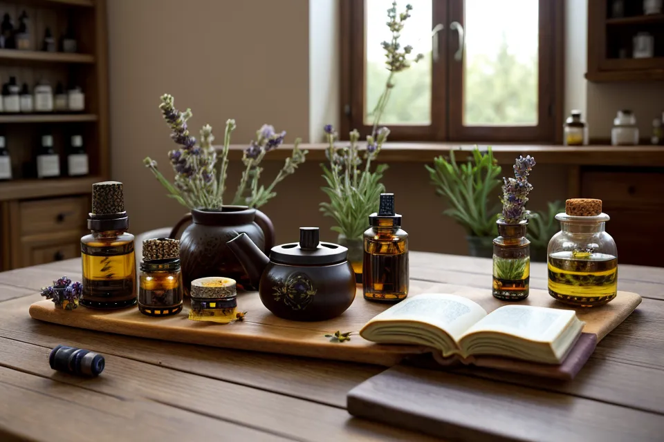 Mains massant les tempes à la menthe poivrée diluée pour soulager un mal de tête